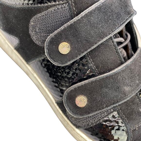 Jimmy Choo 8.5 Black Suede Alligator High Top Sneakers - Picture 5 of 12